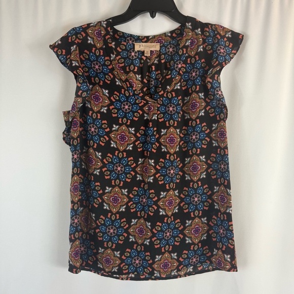 Philosophy Tops - Philosophy BL Kaleidoscope Multicolor
Short Sleeve Semi Sheer V-neck XS
